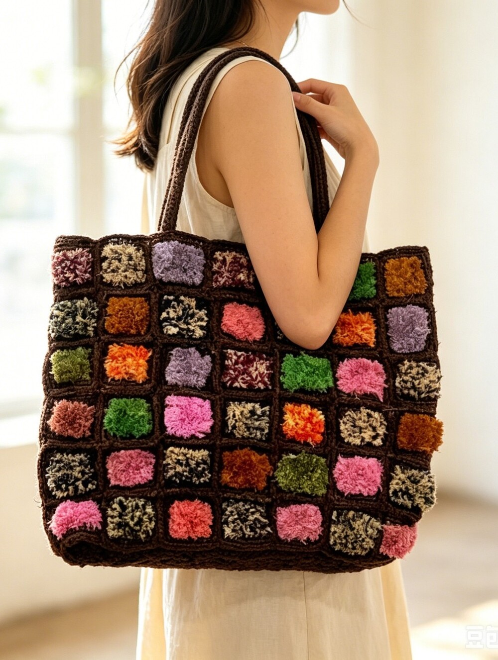 Raffia Crochet Tote Bag